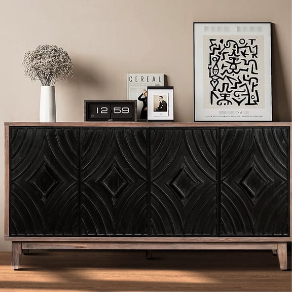 Four Fluted Patterned Doors | Spacious Storage for Kitchen Essentials | Aesthetic and Functional Piece