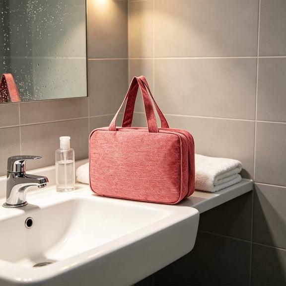 Four Fold Dry Wet Separation Toiletry Bag Hanging Organizer For Travel Cosmetics Makeup
