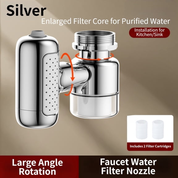 Four Function Faucet Aerator With Water Filter, 360 Degree Rotating Anti-Splash Bubbler, Four Spray Modes For Kitchen And Bathroom Sink, Easy Installation, Silver