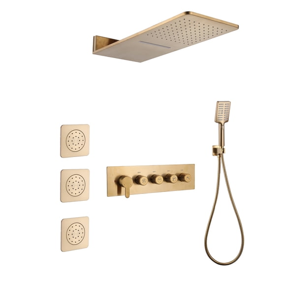 Four Functions Complete Shower Faucet Set, Shower Set with Rough-in Valve