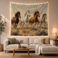 thumbnail image 1 of Four Galloping Horses in Golden Prairie, Majestic Illustration for Animal Lovers, Western Wall Art Decor, Housewarming Gift Tapestry Wall Hanging for Living Room and Bedroom, 1 of 7