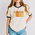 thumbnail image 1 of Four Ghosts Checkered Quilted Printed - Womens Ringer Tee, 1 of 5