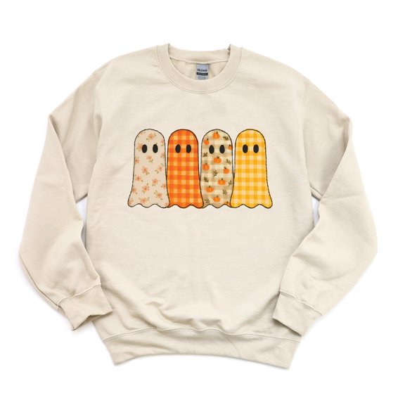 Four Ghosts Checkered Quilted Printed - Womens Sweatshirt