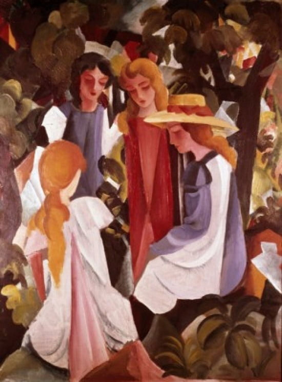 Four Girls August Macke (1887-1914 German) Canvas Art - August Macke (24 x 36)