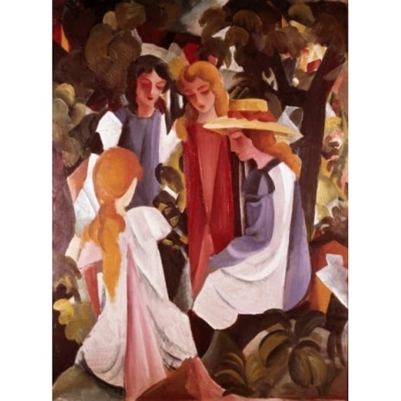Four Girls, August Macke (1887-1914 German) Poster Print (18 x 24)