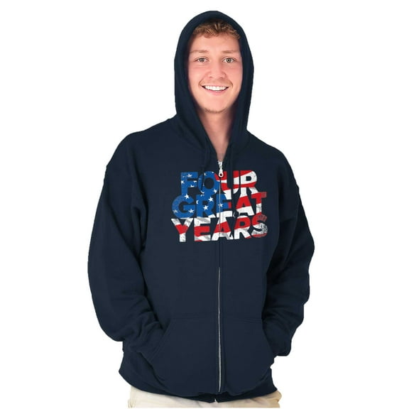 Four Great Years President Trump Unisex Fleece Graphic Zip Up Hoodie Brisco Brands 2X