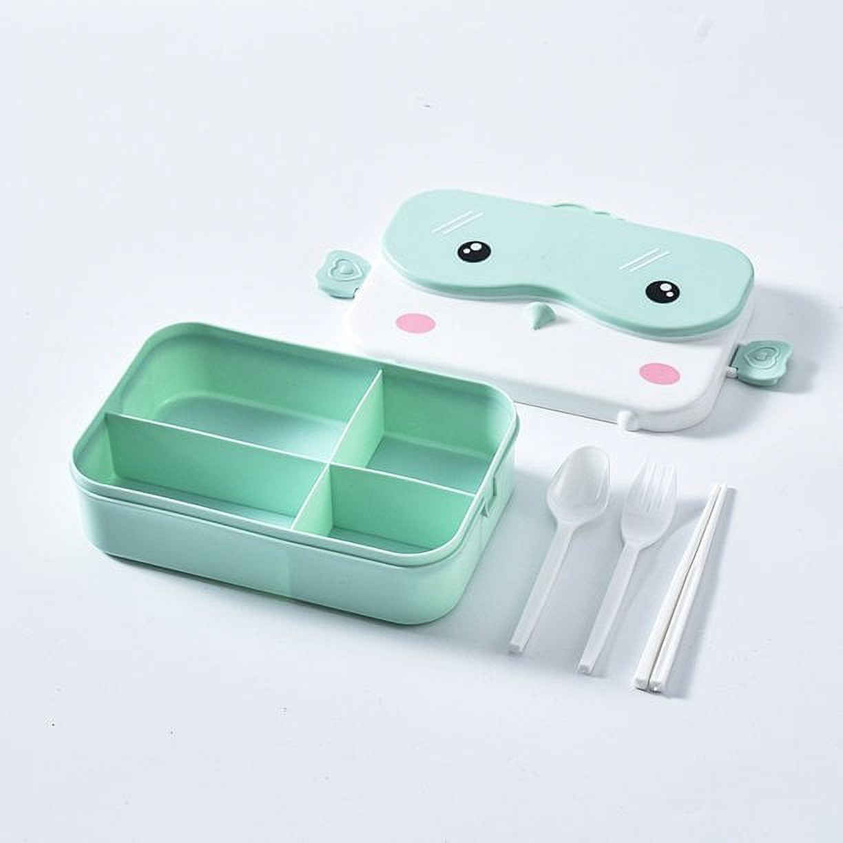 Four Grid Cute Bento Lunch Box Kawaii Rectangular Leakproof Plastic Anime  Microw