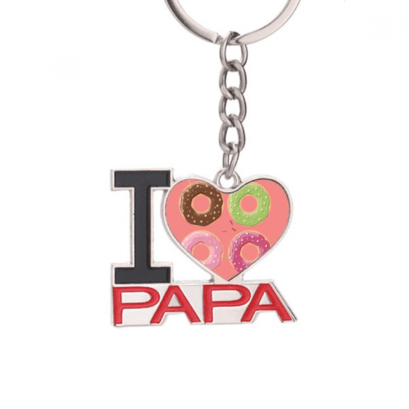 Four Group Dessert Pattern Keychain Metal Keyring Holder Love PAPA Father