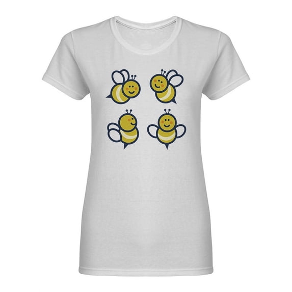 Four Happy Yellow Bees Shaped T-Shirt Women -Image by Shutterstock, Female XX-Large