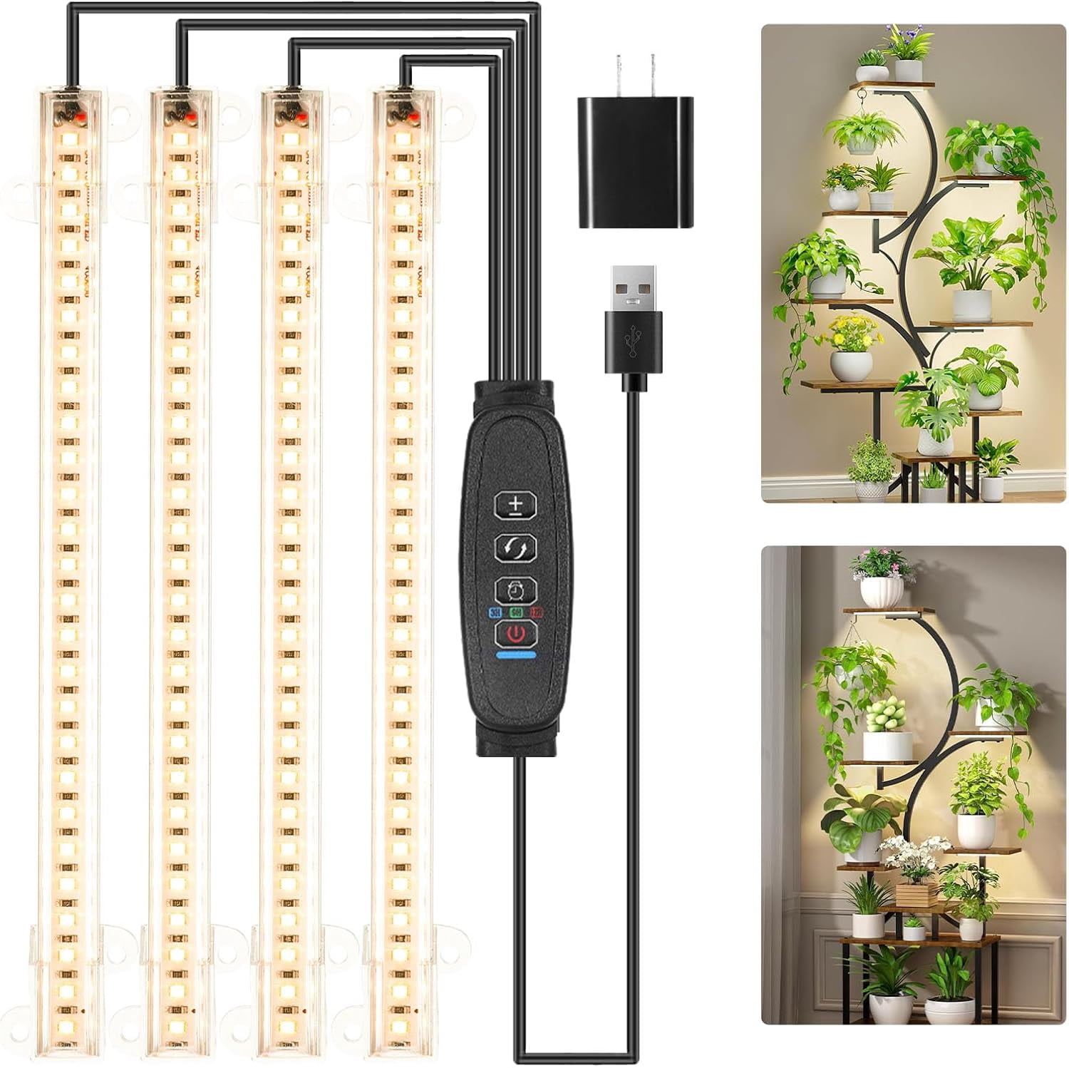 Four Head 8.6 Inches LED Grow Light Strips, Grow Lights for Indoor ...