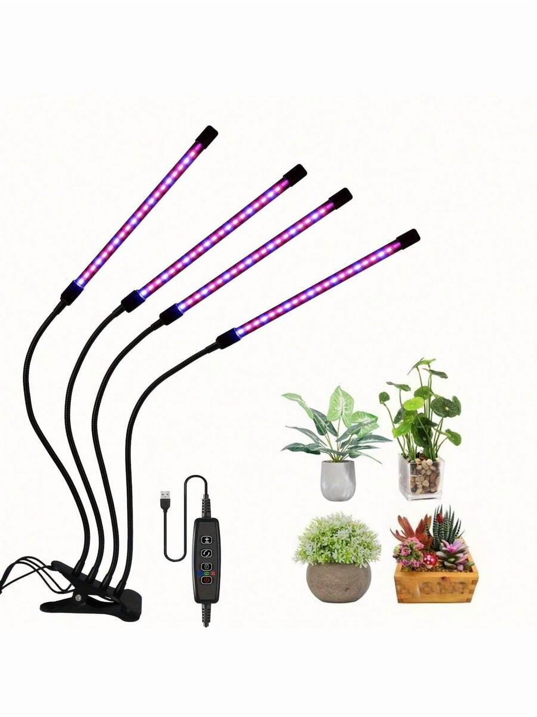 Four-Head Full Spectrum LED Grow Light - USB Timing Dimming & 3 Modes ...