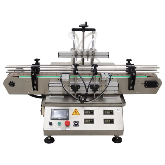 Four Head Magnetic Pump Liquid Filling Machine Desktop Digital Liquid Filler with Conveyor Belt 110V 5-1000ml