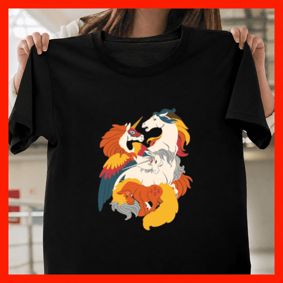 Four Horses Of The Nostalgialypse Retro 80s 90s Cartoon Unisex T-Shirt ...