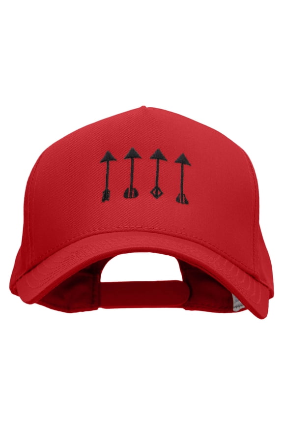 Four Hunting Arrows 5 Panel Pro Style Brushed Cap - Red OSFM