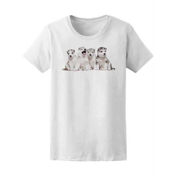 Four Husky Puppies T-Shirt Women -Image by Shutterstock, Female Medium