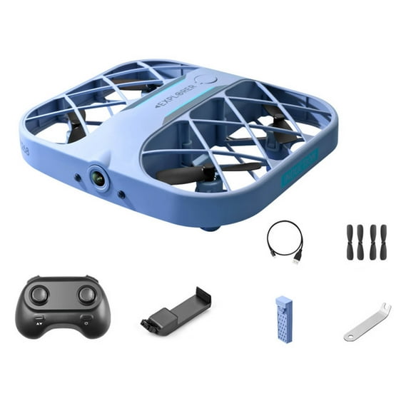 Four Intelligent Hover Mini Uav Remote Control Aircraft Wifi Hd 4K Camera Rechargeable Battery Blue One Size