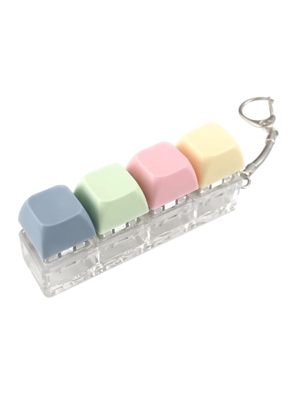 Four-Key Keyboard Keychain Squishy Toy, Portable Button Clicker Sensory Accessory, Macaron Style Handheld Toy, Backpack Charm, Desk And Travel Gift
