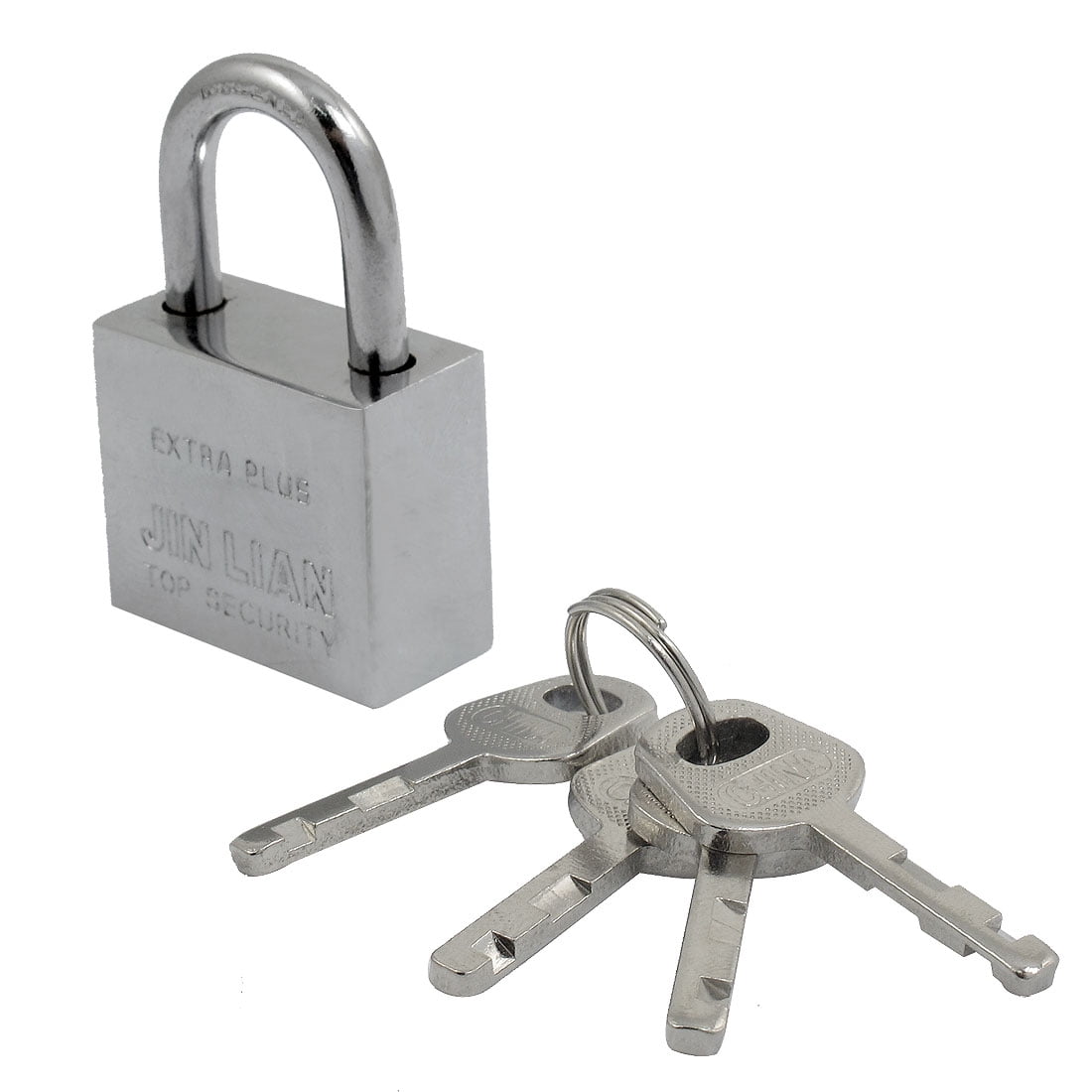 Silver Tone Rectangle Shaped Four Keys Padlock - Secures Silver Tone Rectangle Shaped Four Keys Padlock - Secures