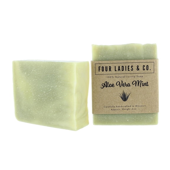 Four Ladies & Co. 100% Natural Aloe Vera Bar Soap, Aloe Vera Mint, 4 oz