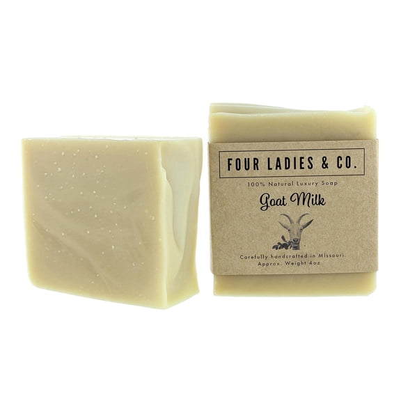 Four Ladies & Co. 100% Natural Unscented Goat Milk Bar Soap, 4 oz
