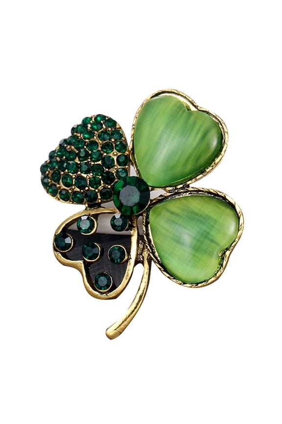 Four Lapel Pin Inlaid Crystal Brooch Holiday Button Pins Jewelry St. Patricks Day Accessories