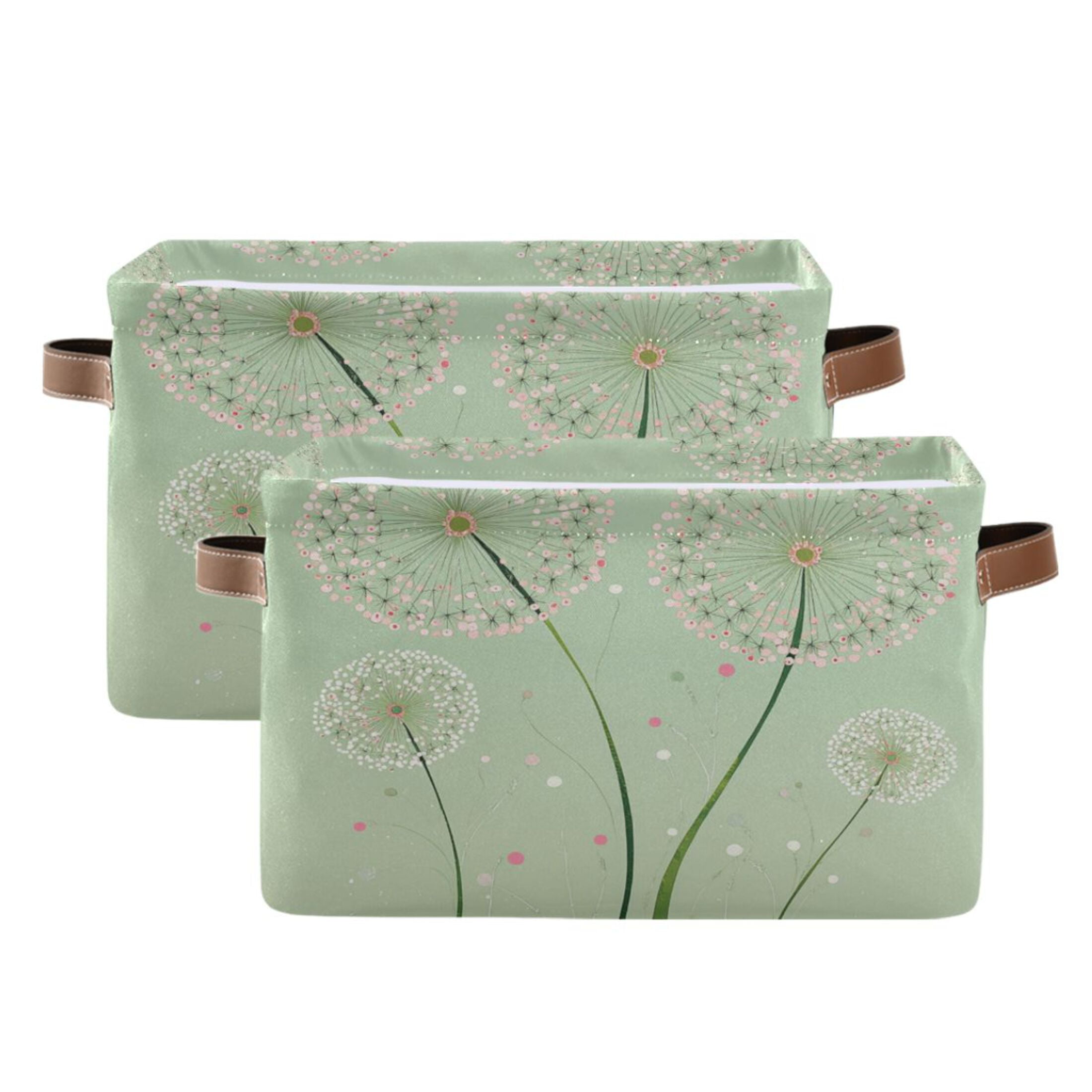 Four Large Dandelions Foldable Storage Basket,Canvas Fabric Foldable Storage Bins with Handles Open Home Storage Bins Boxes for Toy Book Shelf Closet Baskets