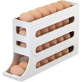 thumbnail image 1 of Four Layer Egg Storage Rack, 4 Layer Automatic Egg Rolling Dispenser, 4 Tiers Egg Holder For Fridge Can Store 30 Eggs, Used In Kitchens And Cabinets To Save Space (White), 1 of 5