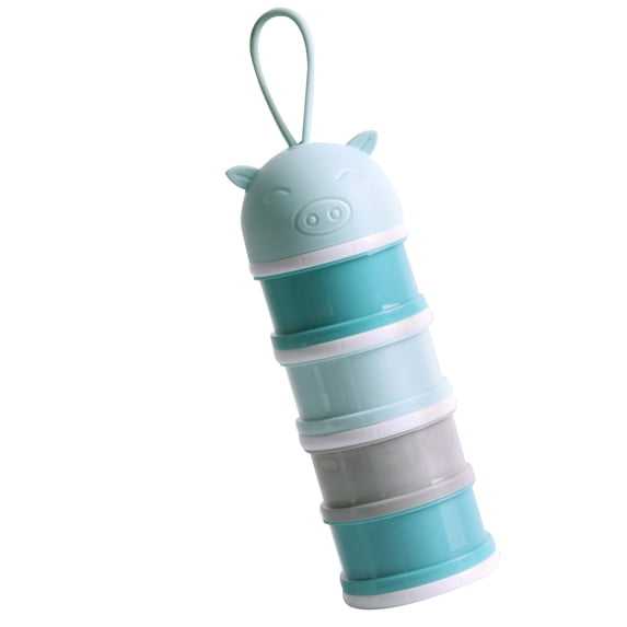 Four Layers Portable Milk Powder Storage Box, Food Container for Kids Travel or Outdoor Cute Pig Multi Portable Milk Powder Candy Food Storage Box Container