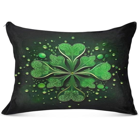 Four-Leaf Clover (2) Throw Pillow Covers 1 Set Super Soft Pillow Shams Covers with Zipper, Living Room Farmhouse Decor Giftsations, 20x40 Inch
