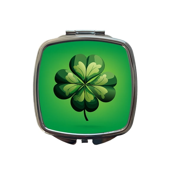 Four Leaf Clover 4 Lucky St Patrick's Day Travel Makeup Handbag Purse Small Pocket Compact Mirror
