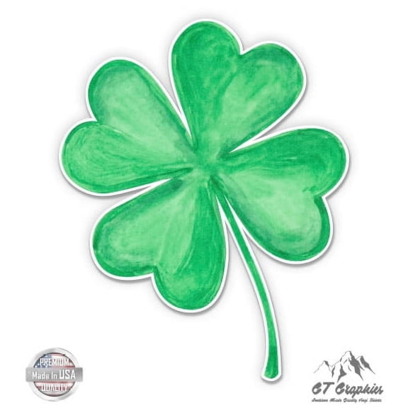 Four Leaf Clover - 5" Vinyl Sticker - For Car Laptop I-Pad - Waterproof Decal
