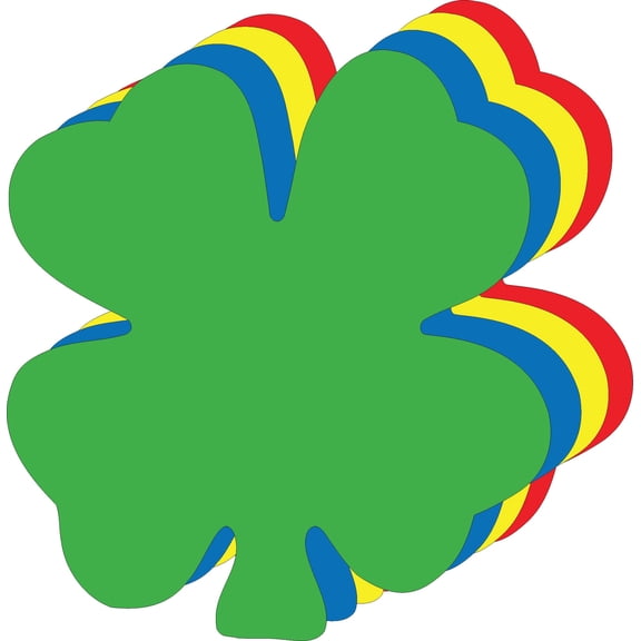 SHAPES ETC. Four Leaf Clover Assorted Color Super Cut-Outs- 8.75 x 9.5