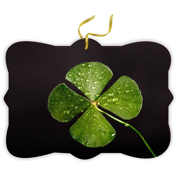 Four Leaf Clover on Black Background - for Car Interior Rear View Mirror Hanger Car Accessories Interior Decoration Hanging Ornament Fancy Christmas Tree Ornament for Christmas