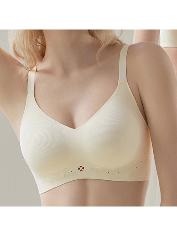 Four-Leaf Clover Breathable Ribbed Push Up Bra – Wireless Seamless Invisible Bralette, Smooth Comfort Lift Everyday Underwear for Women