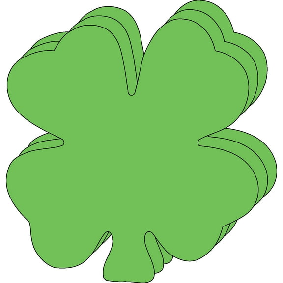 SHAPES ETC. Four Leaf Clover Bright Neon Single Color Large Cut-Outs- 5.5 x 5.5