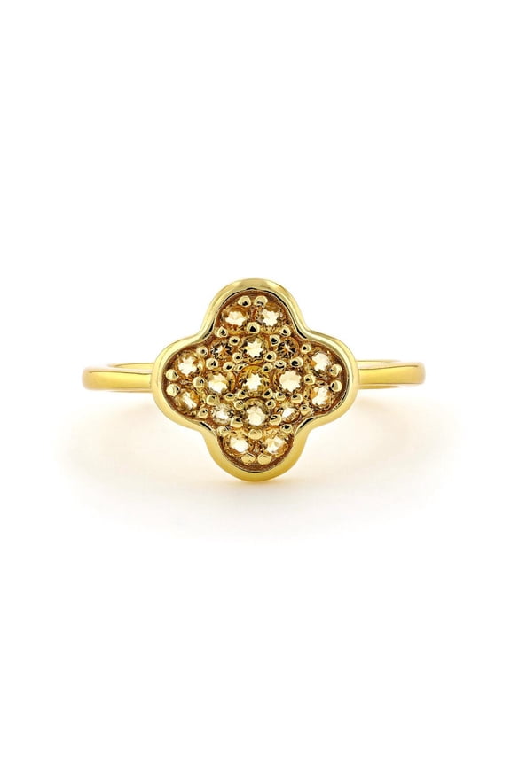 Four Leaf Clover Citrine Ring