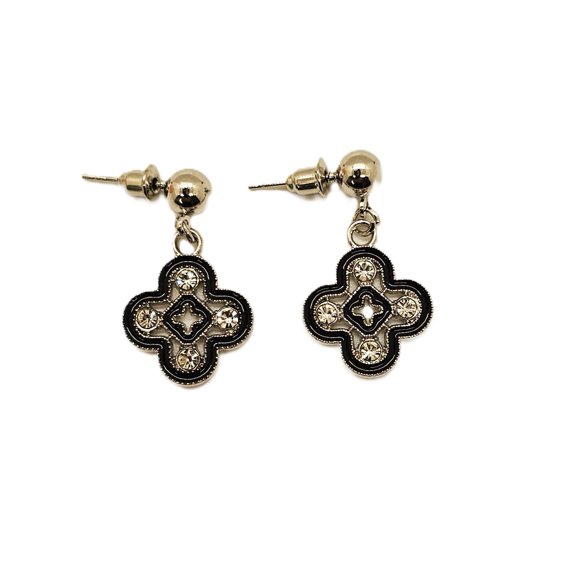 Omodo Four Leaf Clover Clear Pendant Earrings, Silver Tone, Women Jewelry, Birthday Anniversary, Valentines Holidays Gifts for Her