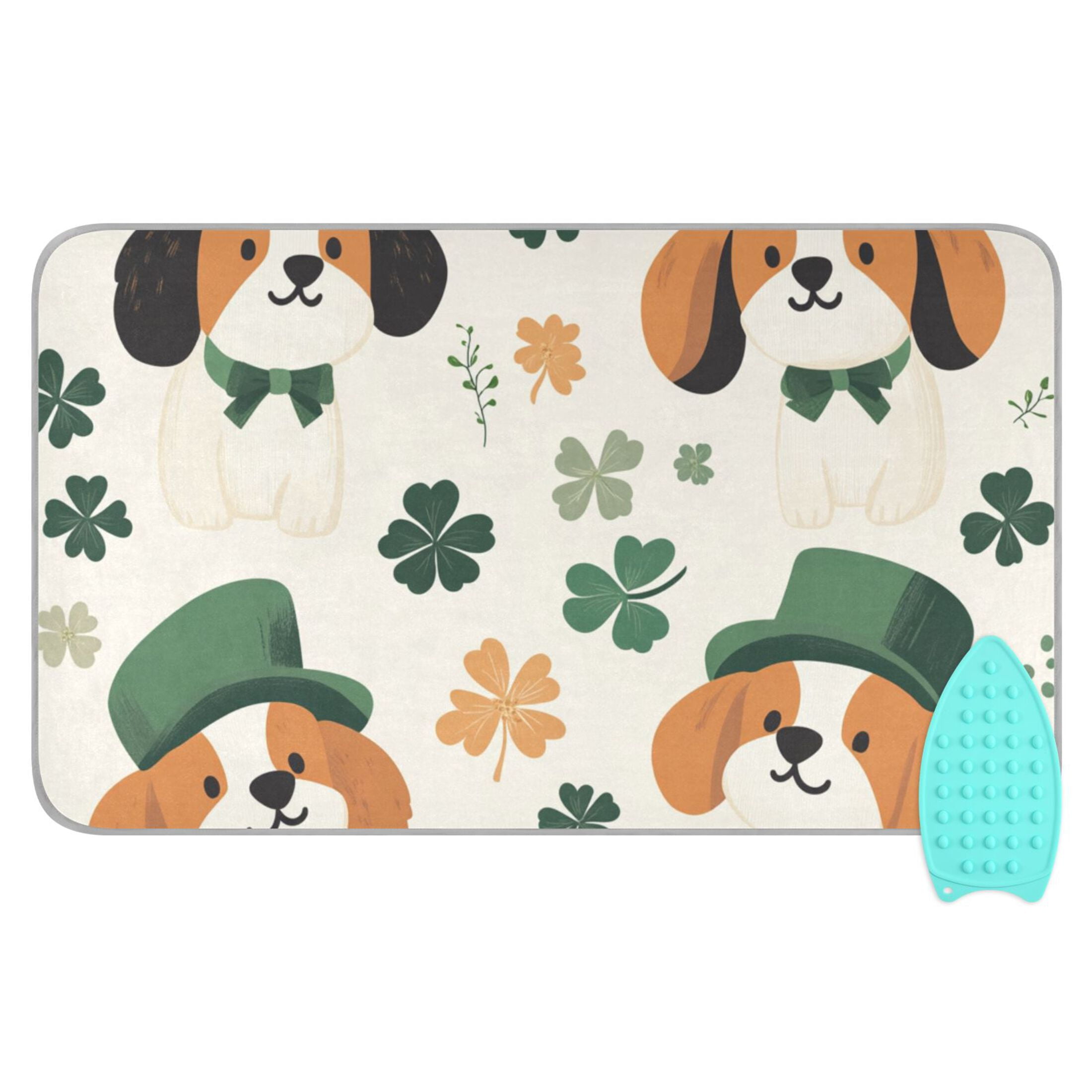 Four Leaf Clover Dogs Ironing Board Covers Heat Resistant Ironing Pad Mat Portable for Travel Washer Dryer Table