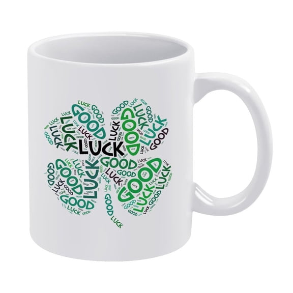 Four Leaf Clover Good Luck Coffee Mug,11oz - Unique Birthday Gift for Men, Women, St Patrick's Day Present