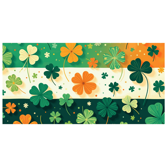 Four Leaf Clover Green Lucky Charm Design St Patrick's Day Decorative Banner Party Supplies Decorations Photography Background Gathering Backdrop