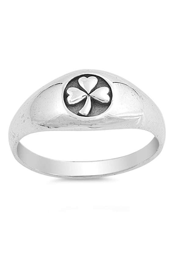 Four Leaf Clover Heart Ring .925 Sterling Silver Band Jewelry Female Male Unisex Size 8
