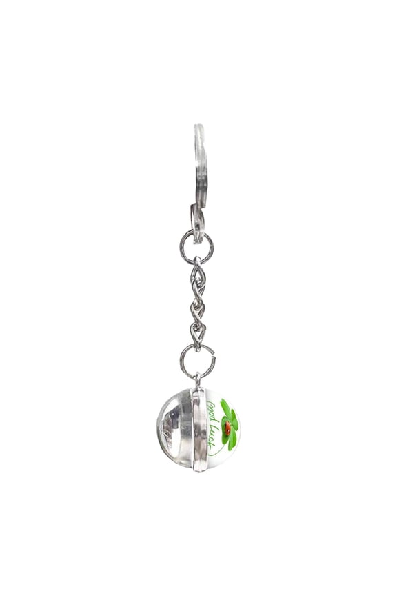 Four Leaf Clover Keychain, Crystal Ball Glass Pendant Key Ring, Glowing Good Luck Charm for St Patrick's Day and Easter, Bag Charm and Gift for Birthday and Holiday