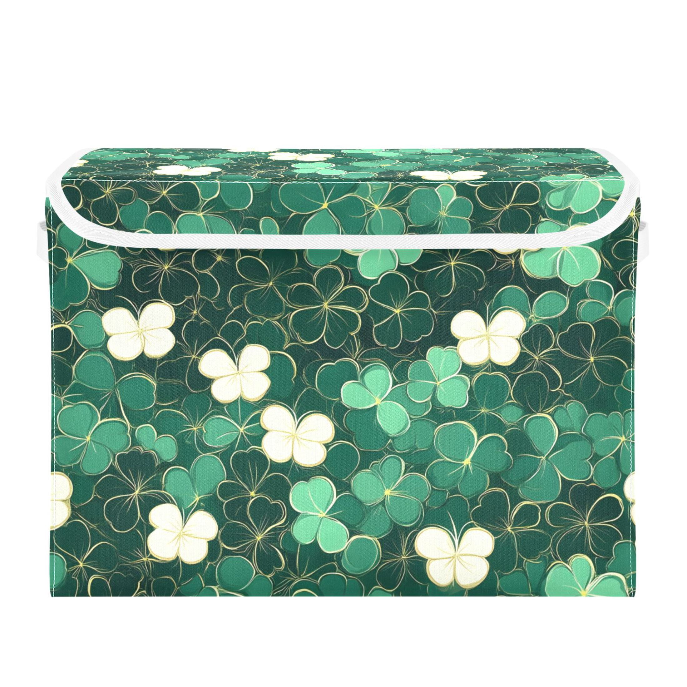 Four Leaf Clover Large Storage Bins with Linen Collapsible Lid Storage ...