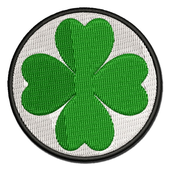 Four Leaf Clover Lucky Solid Applique Multi-Color Embroidered Hook & Loop Patch - 2.0 Inch Mini