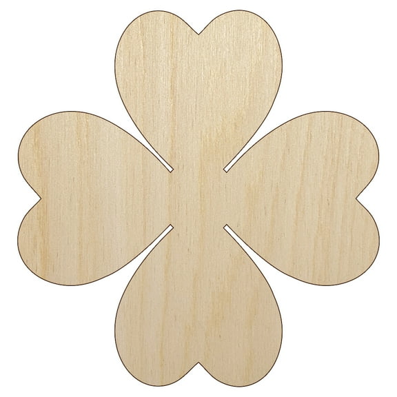 Four Leaf Clover Lucky Solid Wood Shape Unfinished Piece Cutout Craft DIY Projects - 4.70 Inch Size - 1/8 Inch Thick