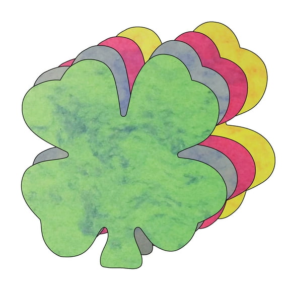Four Leaf Clover Marble Assorted Color Creative Cut-Outs, 3in, 31pcs