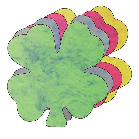 Four Leaf Clover Marble Assorted Color Creative Cut-Outs, 5.5in, 31 pcs