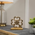 thumbnail image 1 of Northlight Four Leaf Clover Metal Decoration with Wooden Base - 6.5", 1 of 5