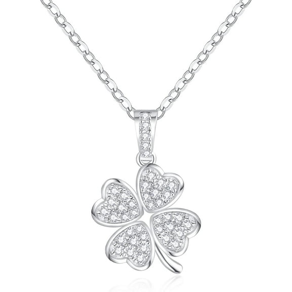 Four Leaf Clover Moissanite Pendant Necklace for Women D Color VVS1 Lab Created Simulated Diamond 925 Sterling Silver Chain Love Heart Fancy Pendant Necklace