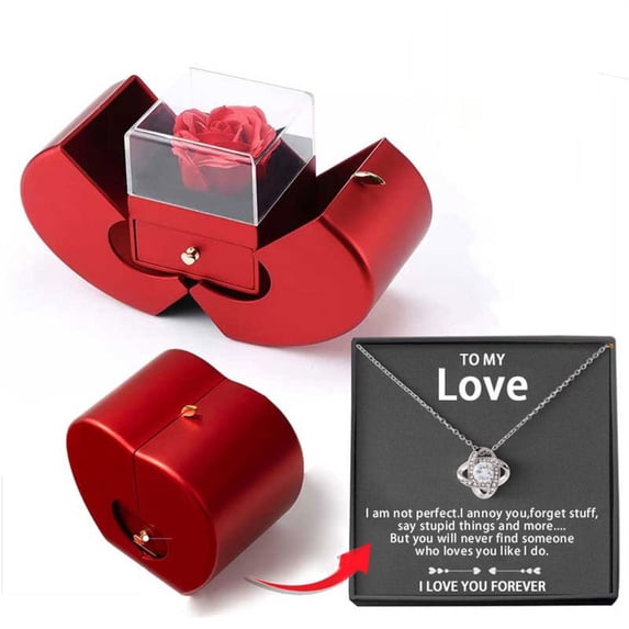 Four Leaf Clover Necklace Gift Set with Preserved Flower Box, Hollow-Out Copper Pendant on Stainless Chain – Lucky Charm Jewelry for Women Minority Lover Anniversary